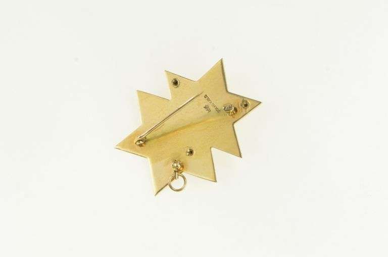14K Yellow Gold 0.25 Ct Diamond Black Onyx Star of David Pin/Brooch