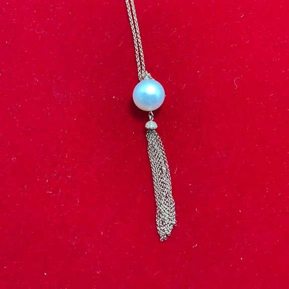 BRAND NEW 14K ROSE GOLD PEARL AND DIAMOND NECKLACE