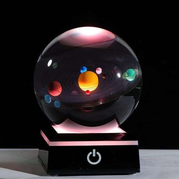 3D Crystal Solar System with LED Lamp Base