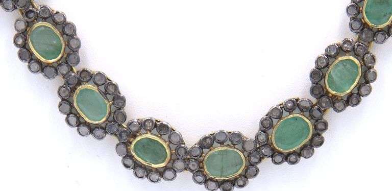 Natural Emerald & Diamond Necklace.