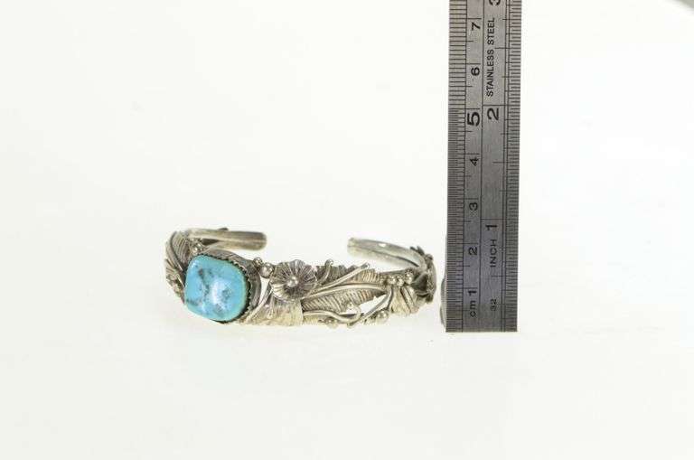 Sterling Silver Elaborate Southwestern Leaf Feather Bracelet