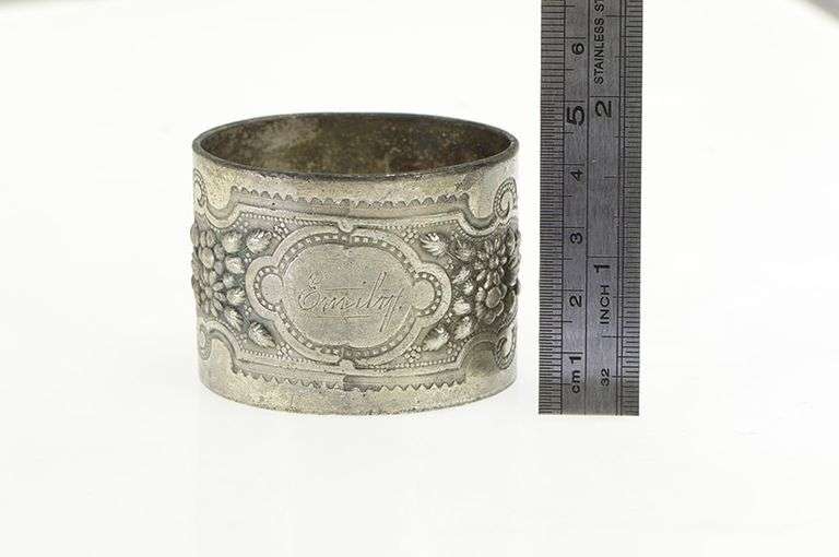 Silver Plate Victorian Emily Engraved Floral Napkin Ring