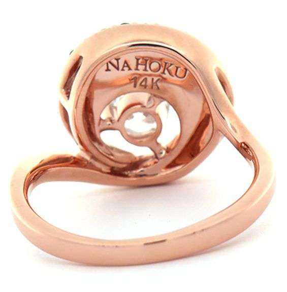 Na Hoku 0.70ctw White and Irradiated Blue Diamond with Mother of Pearl Wave Ring in 14K