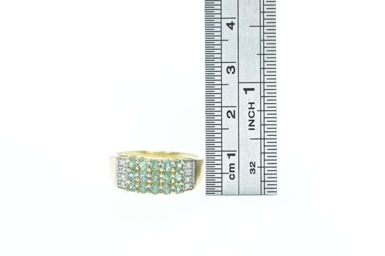 14K Yellow Gold Squared Emerald Diamond Statement Ring