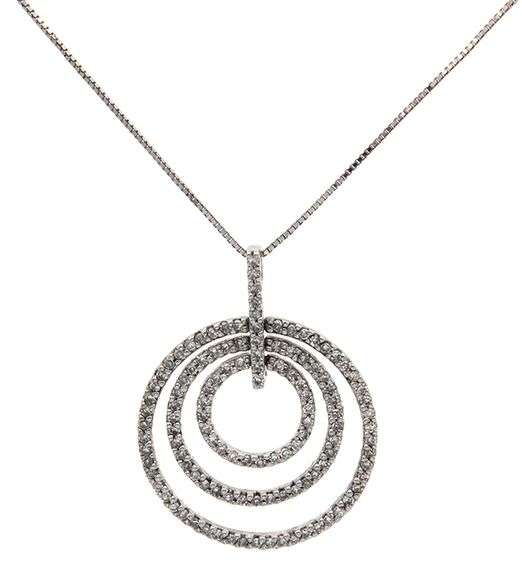 0.30ctw Diamond Triple Circle Open Pendant Necklace in 14K