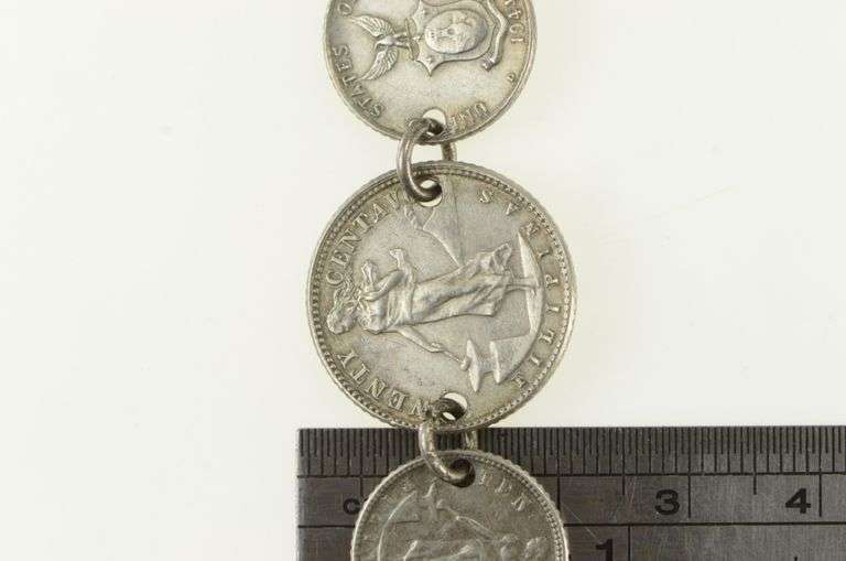 Sterling Silver 1944 D 10 20 Centavo Philippines Coin Bracelet