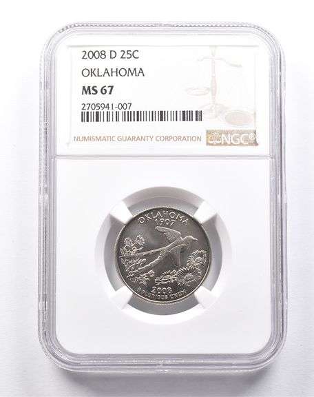 MS67 2008-D Washington State Quarter Oklahoma NGC