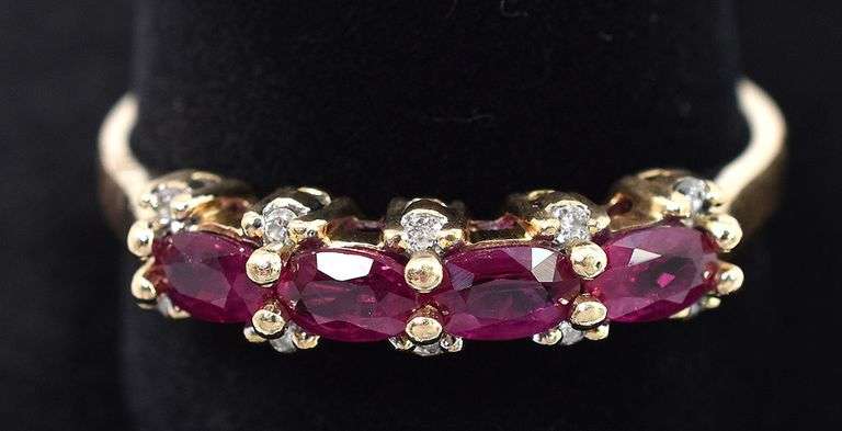 Angelic 10K Yellow Gold Ruby and Diamond Ring