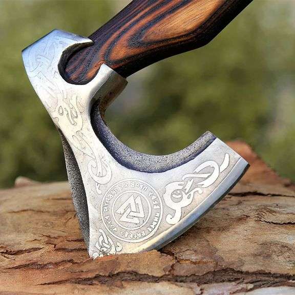 Handcrafted Viking Axe with Knife Set