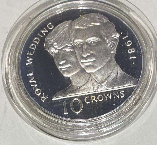 1981 Turks &Caicos Royal Wedding 10 Crown Silver Proof.