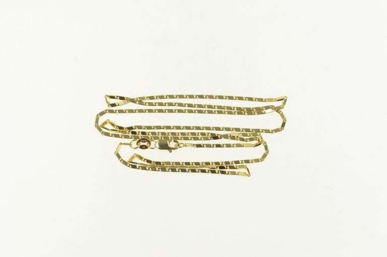 14K Yellow Gold 1.2mm Flat Link Pressed Chain Vintage Necklace