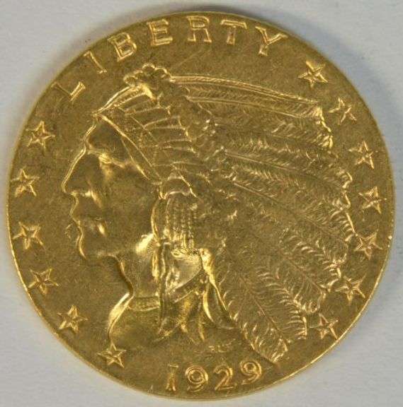 Lovely blazing BU 1929 US $2.50 Indian Gold Piece. Last year of issue