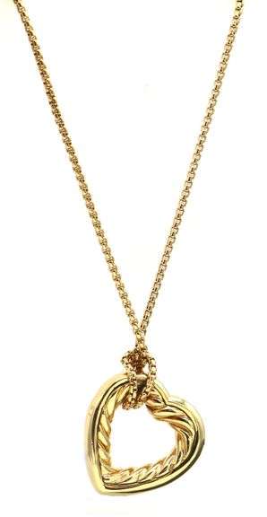 David Yurman Open Heart Cable Pendant Necklace in 18K