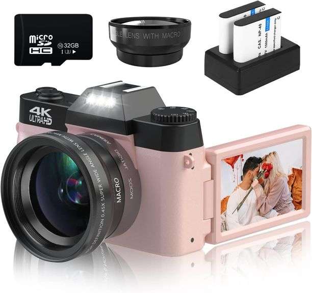 4K Digital Camera 32GB Bundle with Flip Screen