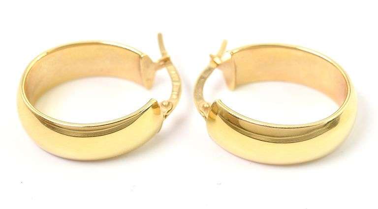 Shiny 18K Yellow Gold Hoop Earrings