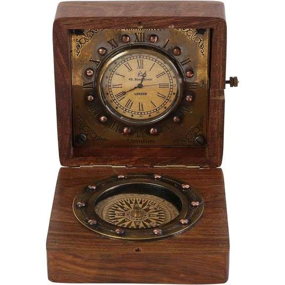 Vintage Clock Compass Box