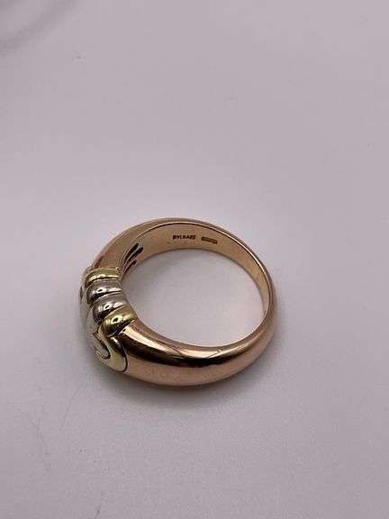 8.1g 18k Tri-Color BVLGARI Parentesi Ring Size 5.25