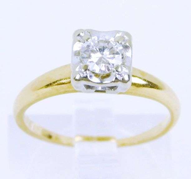 Vintage 14K Diamond Ring, Size .37 CT, Size 5.25