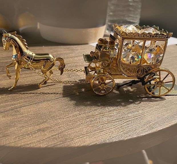24K Gold Crystal Studded Horse Drawn Carriage