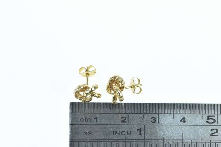 14K Yellow Gold Vintage Four Coil Knot Spiral Stud Earrings