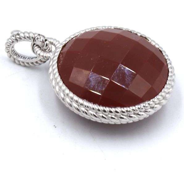 Judith Ripka Signed 925 sterling silver red Carnelian pendant