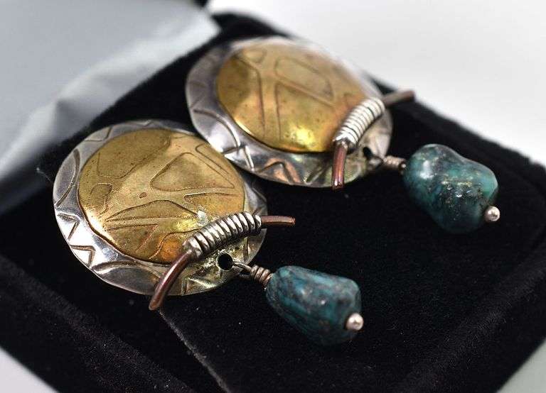 Sterling Silver Stud Earrings with Turquoise Gemstones