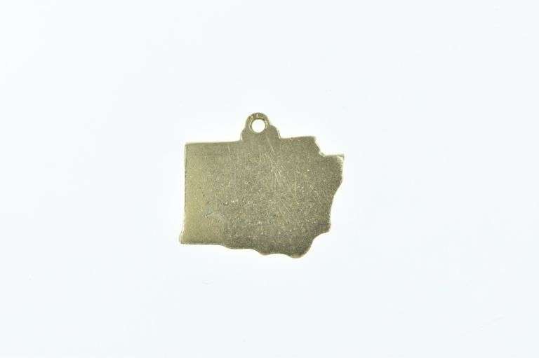 10K Yellow Gold Washington State USA Map Travel Charm/Pendant