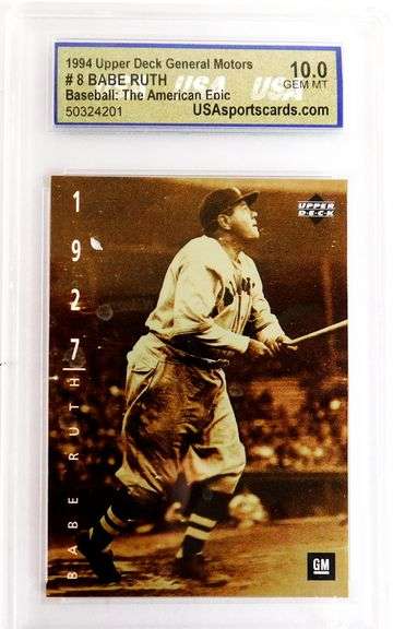 Babe Ruth 1994 General Motors Baseball Card, 10 Gem-MT