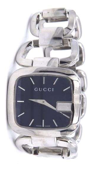 Gucci black dial stainless steel watch