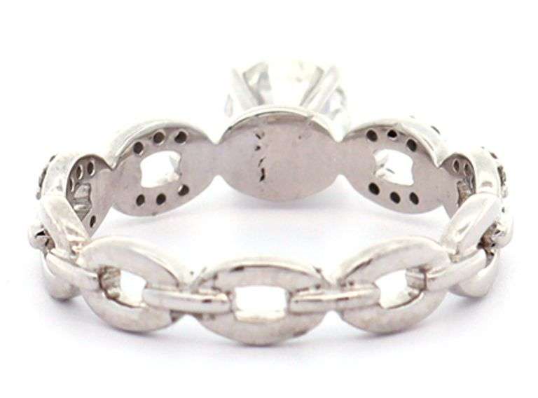 1.00ctw Round Diamond Chain Link Shank Engagement Ring in 14K