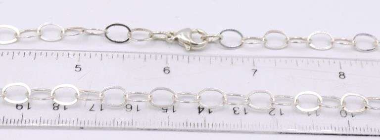 Vintage 925 sterling silver circle link chain necklace