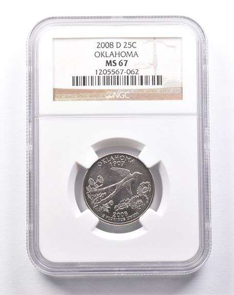 MS67 2008-D Washington State Quarter Oklahoma NGC