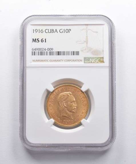 MS61 1916 Cuba Gold 10 Pesos NGC