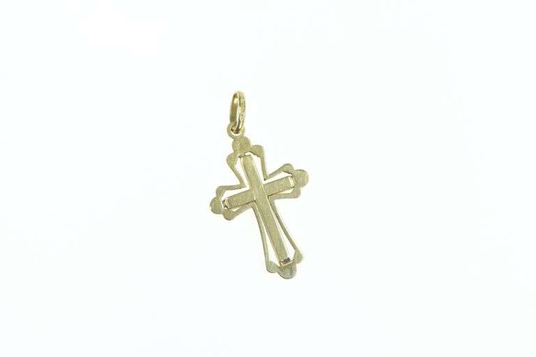 18K Yellow Gold Cross Christian Faith Symbol Religious Charm/Pendant