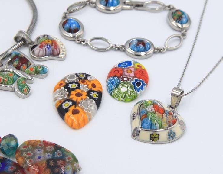 Group lot of Murano style glass mixed jewelry