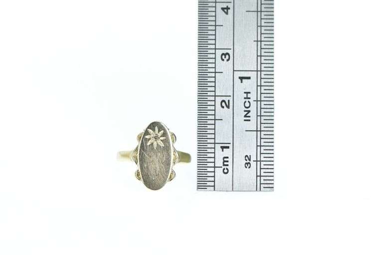 10K Yellow Gold R R Diamond Monogram Filigree Initial Ring