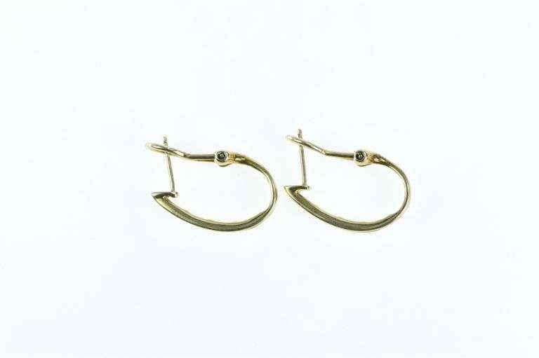 10K Yellow Gold Baguette Diamond Oval French Clip Earrings