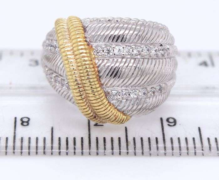 Judith Ripka 925 sterling silver CZ half moon earrings