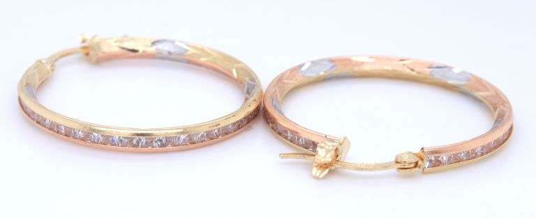 14kt Tri color gold hoop earrings