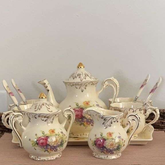 Vintage Blossoms Ivory Tea Set