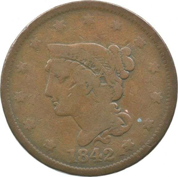1842 Liberty Head Large Cent Cxnt Brothel Token