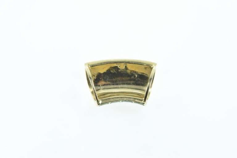 14K Yellow Gold Tri Color Syn. Opal Inlay Curved Slide Pendant