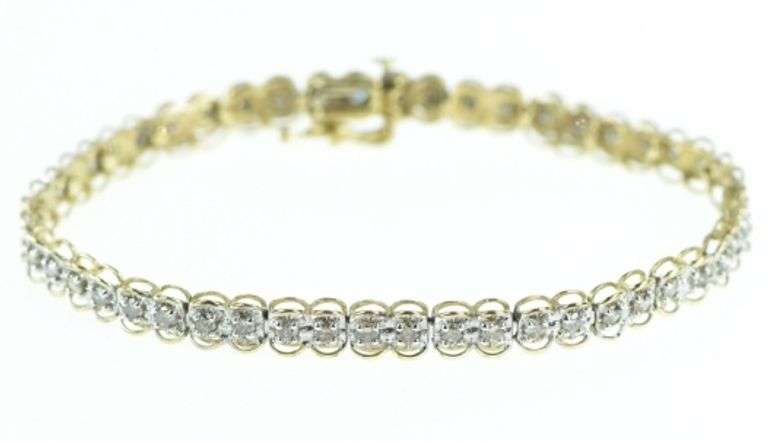 10K Yellow Gold 1.50 Ctw Diamond Vintage Classic Tennis Bracelet