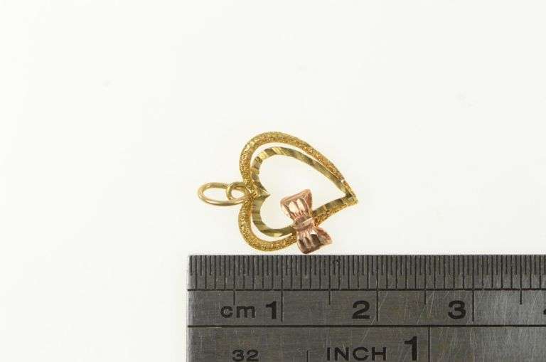 14K Yellow Gold Heart Valentines Day Love Two Toned Charm/Pendant