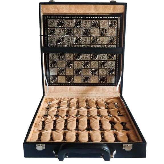 Legacy Handcrafted Brass Tribal Chess Set