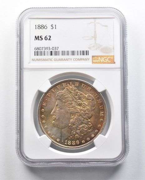 MS62 1886 Morgan Silver Dollar NGC Beautifully Toned
