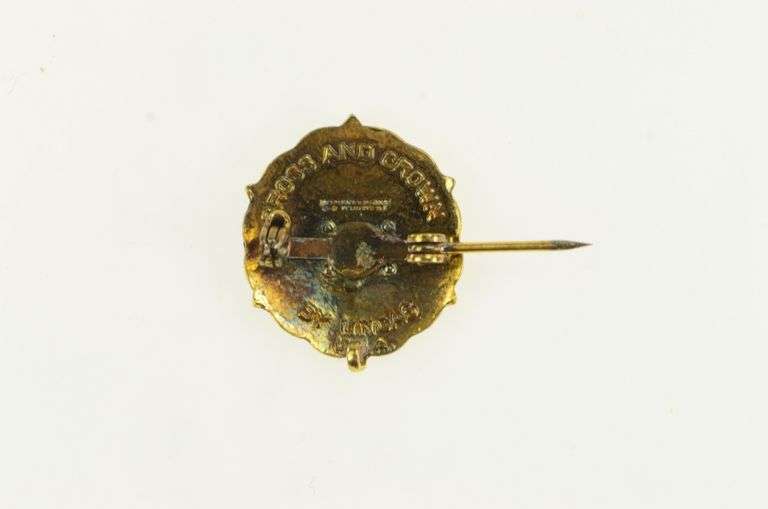 10K Yellow Gold Cross Crown Sunday School Uncas Lapel Pin/Brooch
