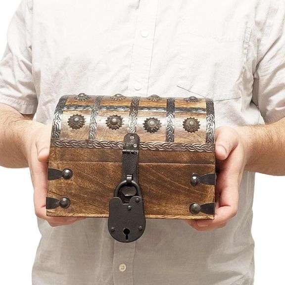 Pirate's Wooden Treasure Chest with Lock