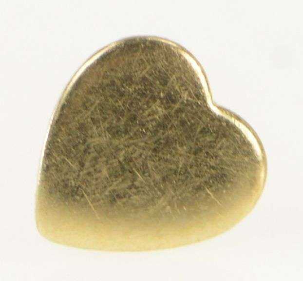10K Yellow Gold Heart Love Symbol Single Stud Earring