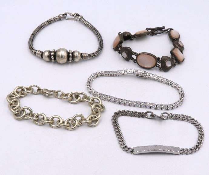 Group lot of 5 Vintage 925 sterling silver bracelets